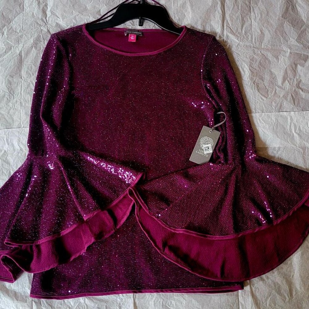Vince Camuto Sequin Purple Blouse - Size XS - BRAND NEW, WITH TAGS
